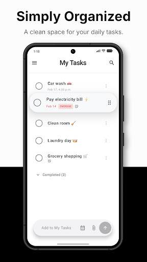 My Tasks list screen showing a clean, organized set of daily tasks